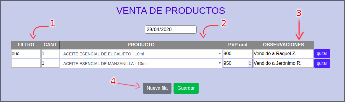 venta de productos
